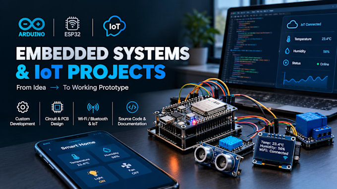 develop and program esp32, arduino and iot based projects