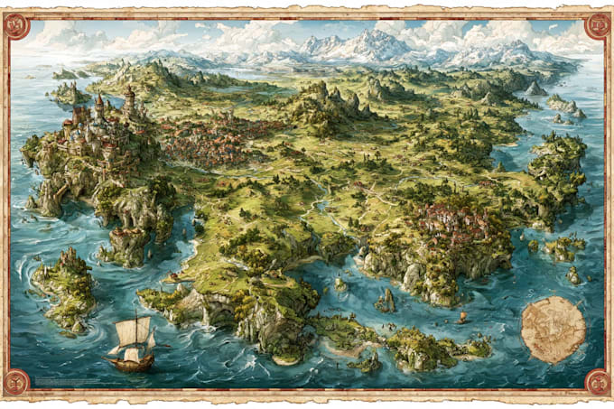 draw a fantasy map illustration