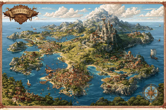 draw a fantasy map illustration
