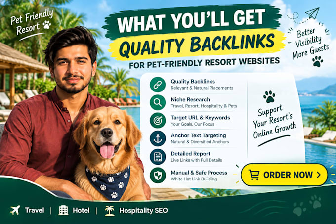 build quality backlinks for pet friendly resort websites