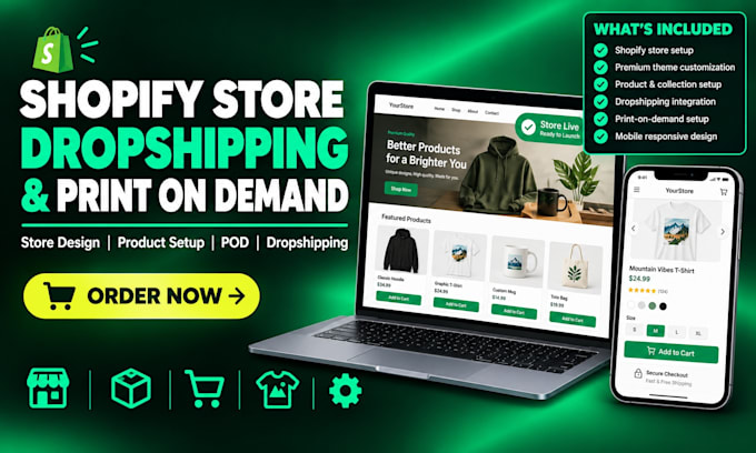 create shopify store dropshipping print on demand website