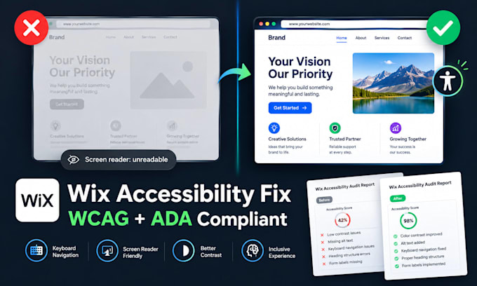 fix wix wcag errors and make ada compliant