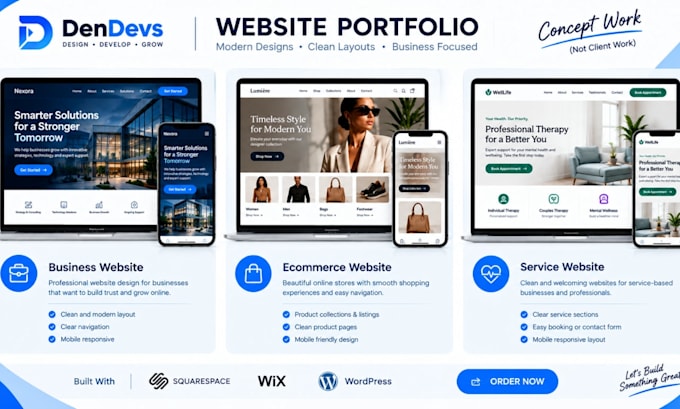 redesign squarespace, wix and websites to your teste