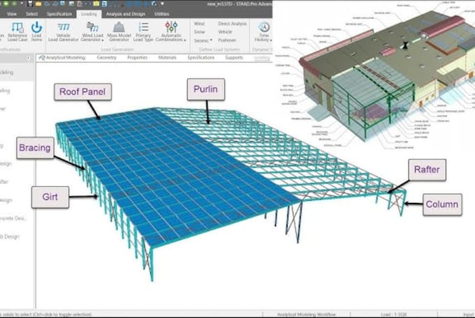 design and analyze steel shed structures using staad pro and etabs