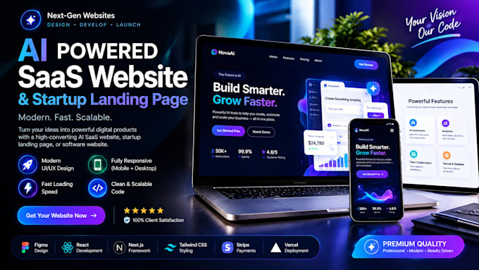 build a modern ai saas website, startup landing page, and software website