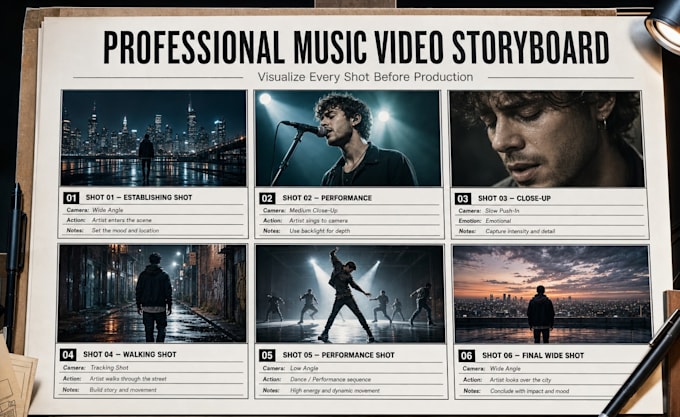 create a professional storyboard for your music video