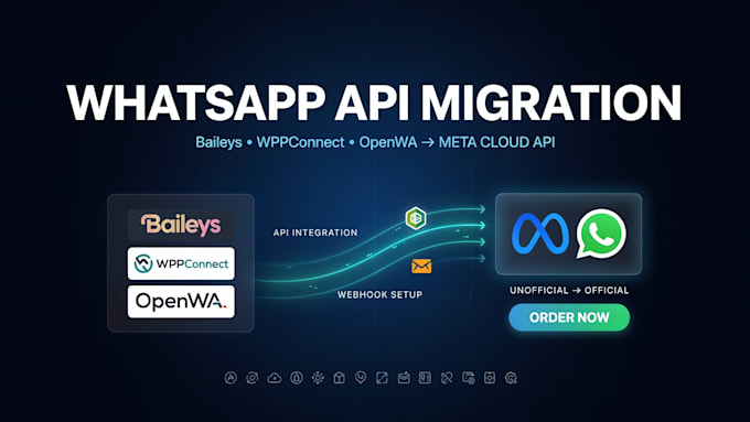 migrate whatsapp API, baileys, wppconnect, openwa for meta cloud API integration