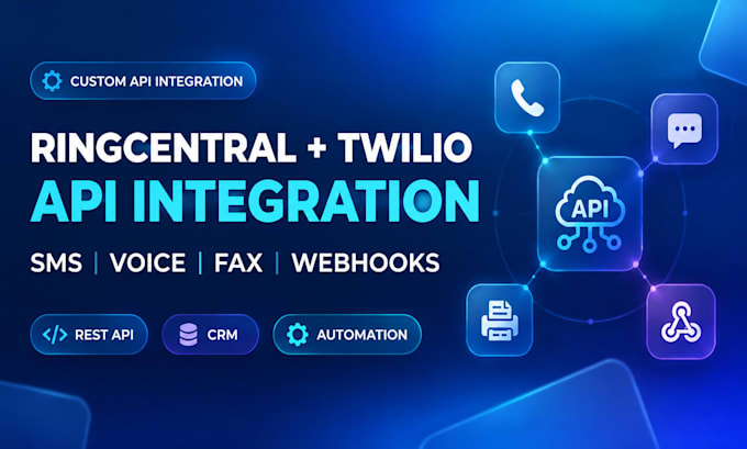 build ringcentral API and twilio integration with SMS fax and webhooks