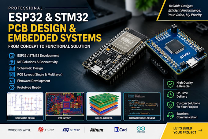 do esp32, iot pcb, stm32 pcb, schematic, firmware, pcb layout, multilayer pcb