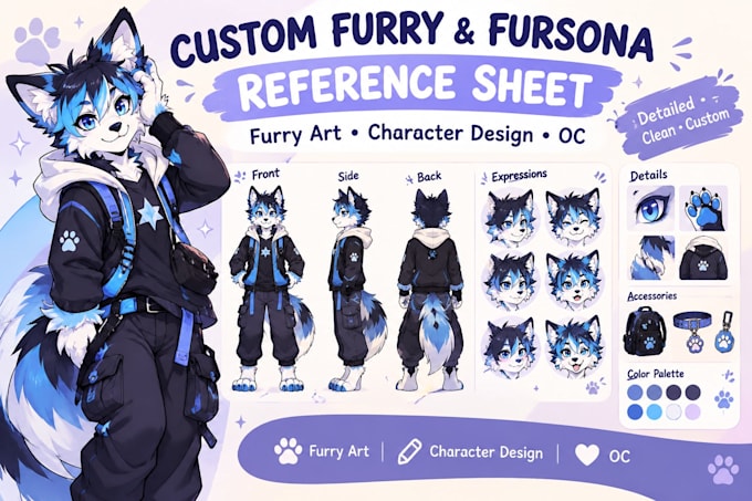create custom furry and fursona reference sheet