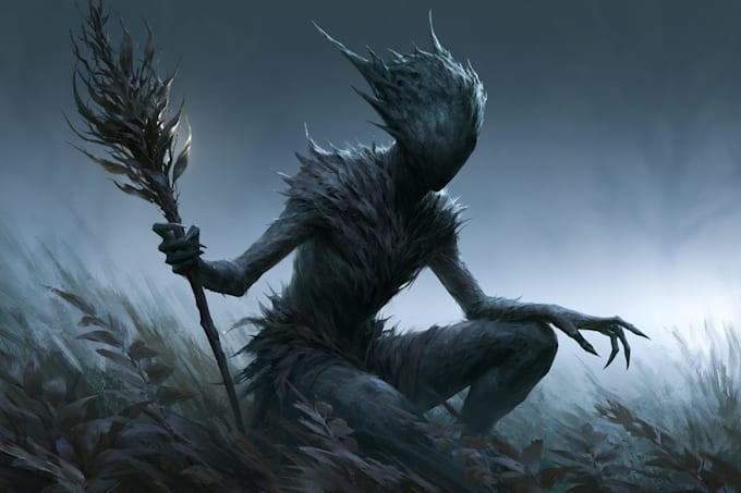 create dark art illustration or horror creature concept