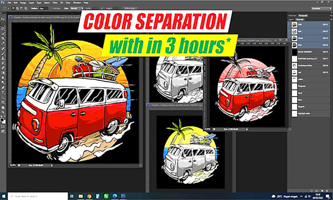 do professional spot color separation with halftone for screen printing