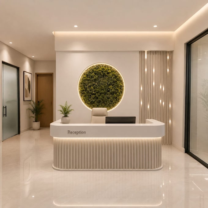 create professional office interior design and 3d rendering