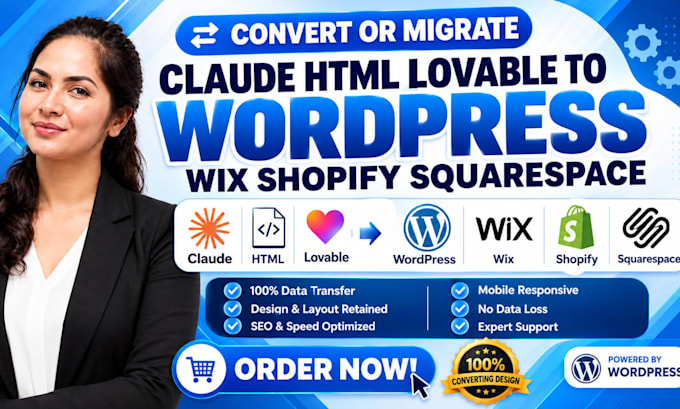 convert claude HTML lovable to wordpress website wix shopify squarespace website