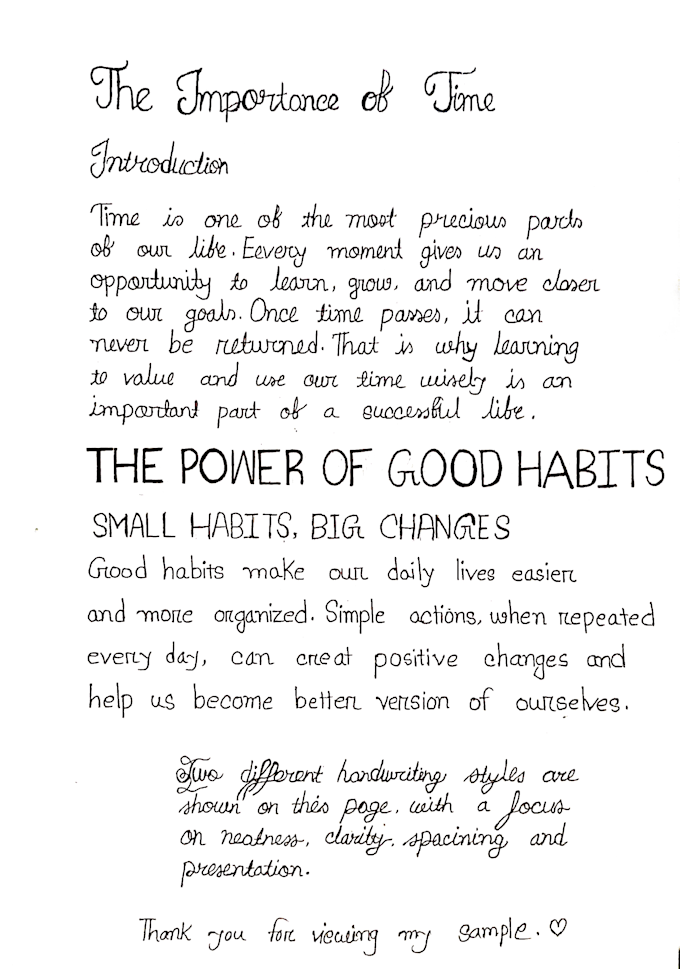 provide neat and readable handwritten notes