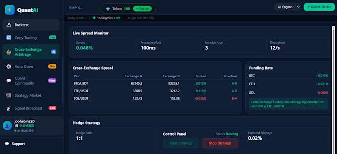 develop ai quantitative trading bot and algorithmic trading system