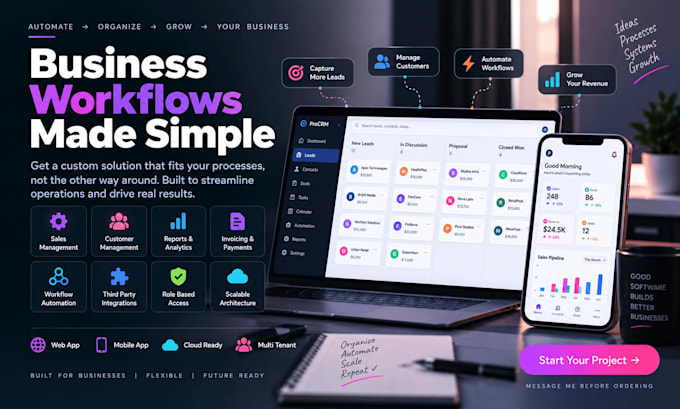 build custom saas CRM or business software