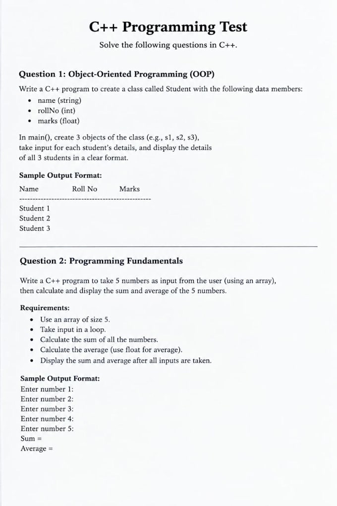 teach c plus plus  programming fundamentals , oop concepts