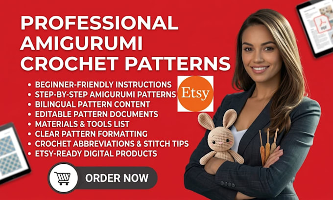 write editable beginner friendly bilingual amigurumi crochet pattern on etsy