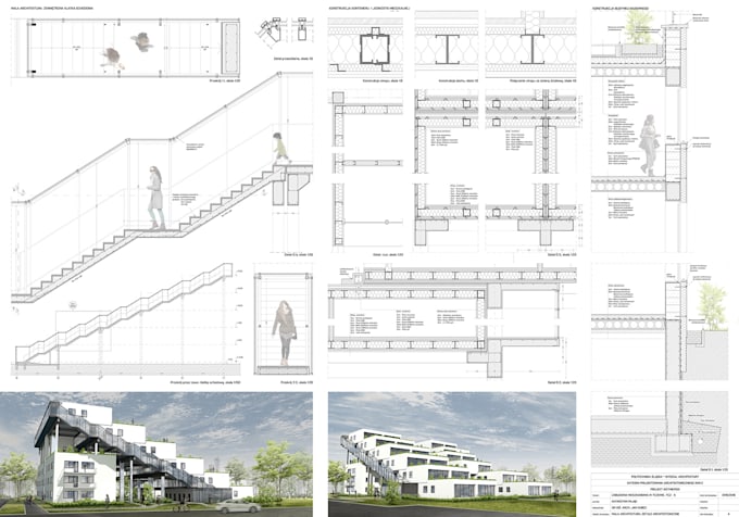 design 3d apartment building exterior rendering, multi family housing