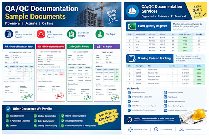 provide professional QA qc documentation services