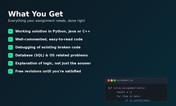 solve your programming assignment in python c java