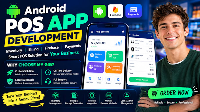 develop an android pos app with inventory, billing, firebase and payments