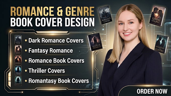 create a dark romance, romantasy or thriller book cover