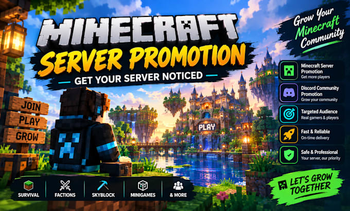 promote minecraft server promotion dayz, rust, fivem, gaming server, discord ad