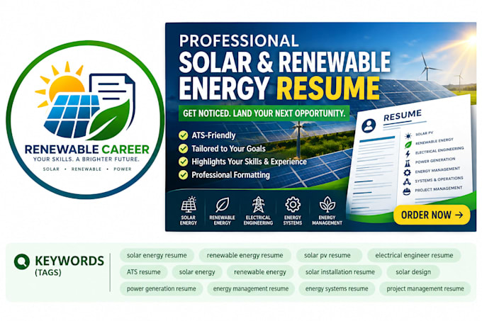write a solar energy and renewable energy resume