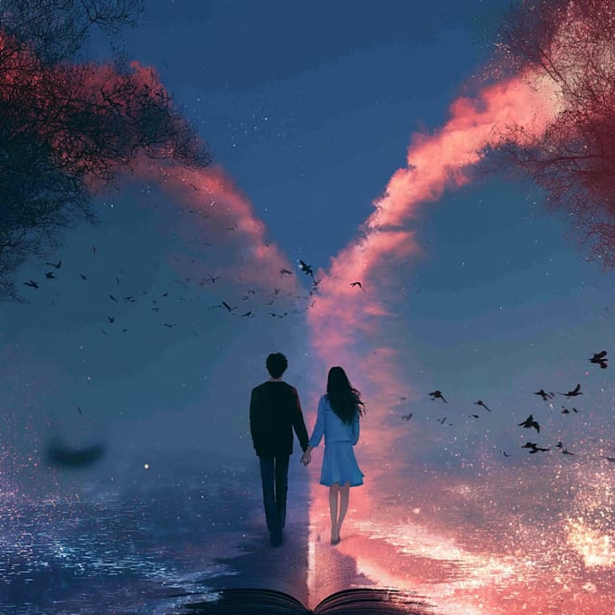 do design creative romantic book or ebook cover