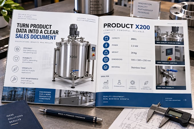 design a canva cosmetics product specification brochure for manufacturers