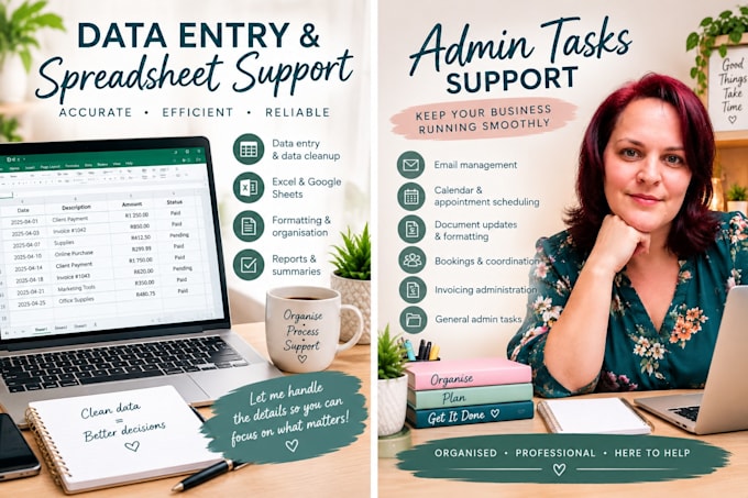 be your virtual assistant for admin and data entry tasks