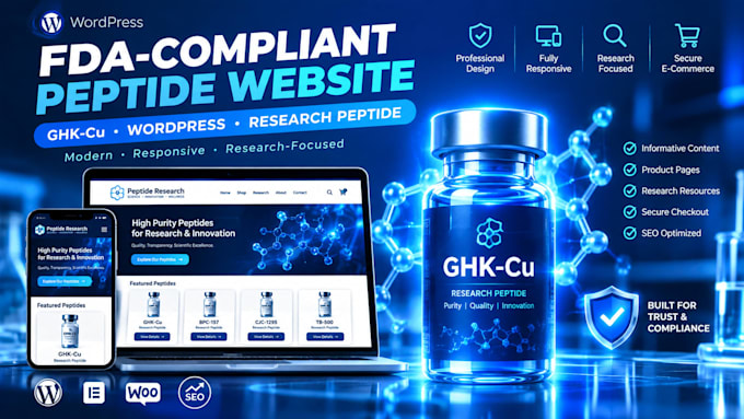 build fda compliant peptide website, research peptide website on wordpress