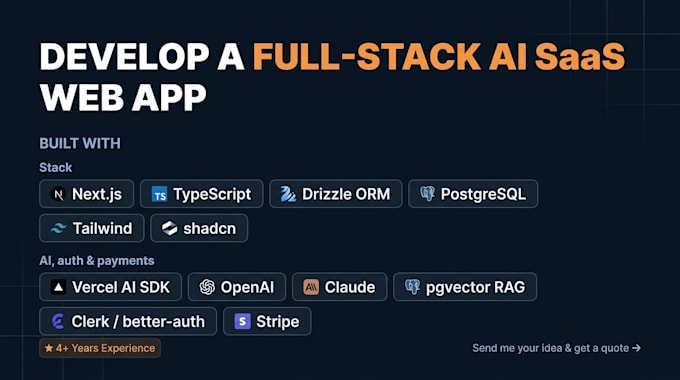 develop a full stack ai saas web app with nextjs openai claude