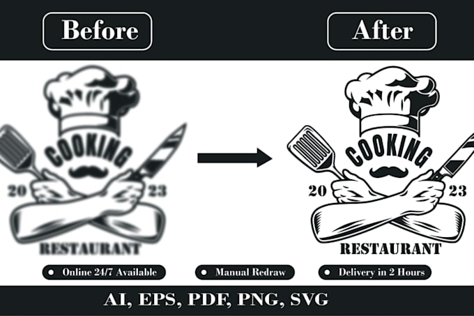 do manual vector tracing, logo vector redraw and recreate vector file