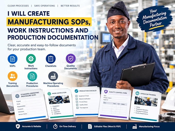 create manufacturing sops, work instructions and production documentation