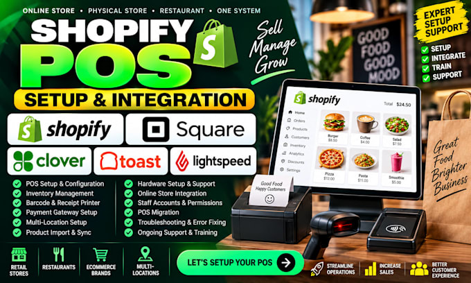 shopify pos setup restaurant retail pos square pos clover toast lightspeed pos