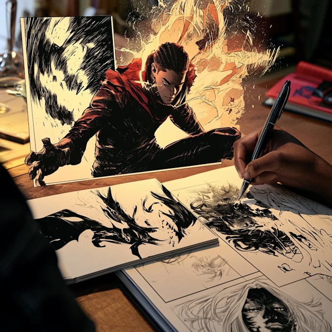 a comic illustrations for your anime and manga book pages