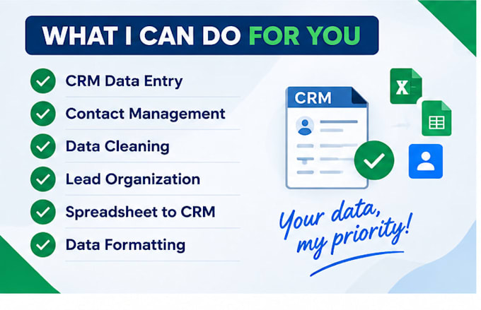 do CRM data entry, contact management and CRM cleanup