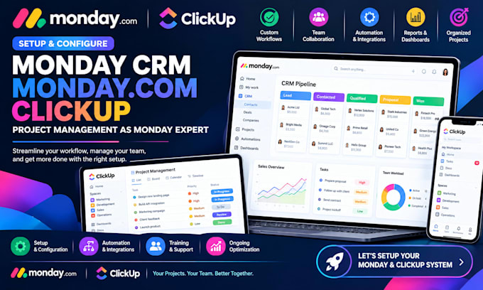 monday com crm monday setup clickup project management as monday and make expert