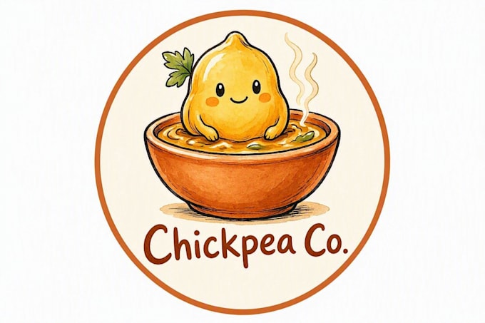make different hand drawn chickpea stew logo for your company