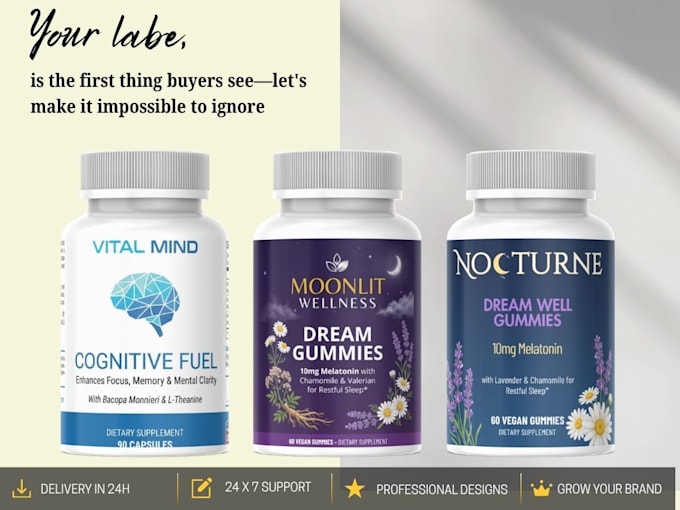 design professional supplement label and product