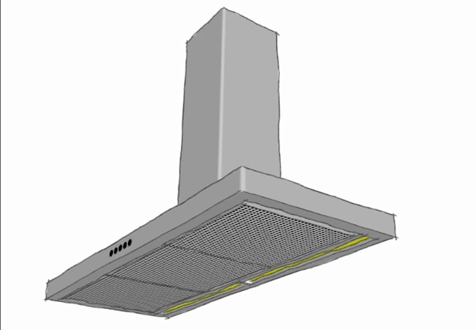 design kitchen heat extractor product with tech pack and animation