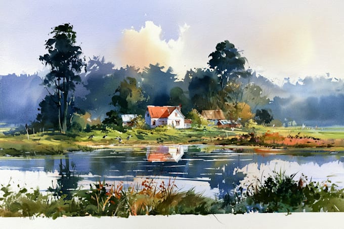 draw a watercolor landscape illustration
