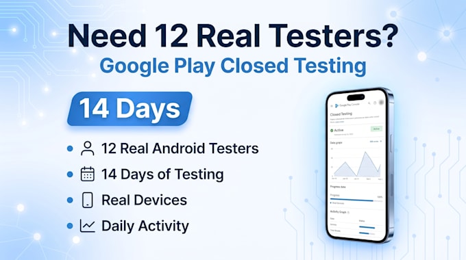 provide 12 testers for google play closed testing