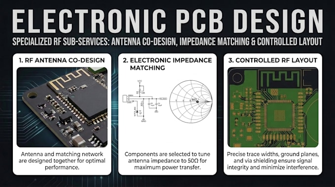 design rf antenna co design, electronic impedance matching, controlled rf layout