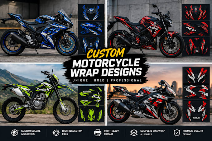 design a professional custom motorcycle bike wrap design