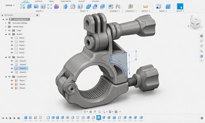 model 3d cad from sketch, image to prototype, 3d printable stl using fusion 360