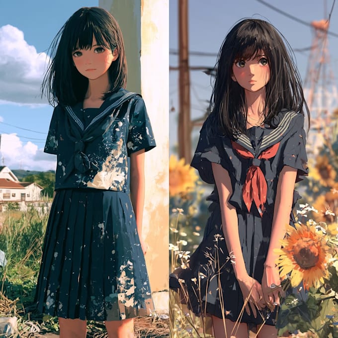 anime character an illustration and anime character